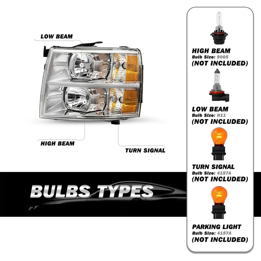 العالمي صالح ل 20072013 تشيفي سيلفرادو مجموعة مصابيح أمامية زوج مصممة ل 2007 2008 2009 2010 2011 2012 2013 سيلفرادو 15 #2