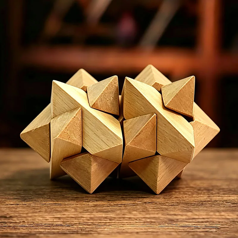 Luban Lock Rompecabezas Double Star Wooden 3D Puzzles Interlocking Brain Teaser Adults & Kids Educational Toys IQ Challenges 