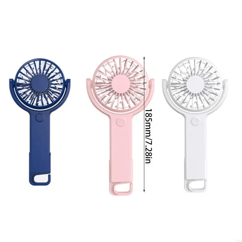 L8RE Small Handheld Fan with 5 Speed Foldable Hook USB Rechargeable Fan 1200mAh for Outdoor Indoor Office Travel Use