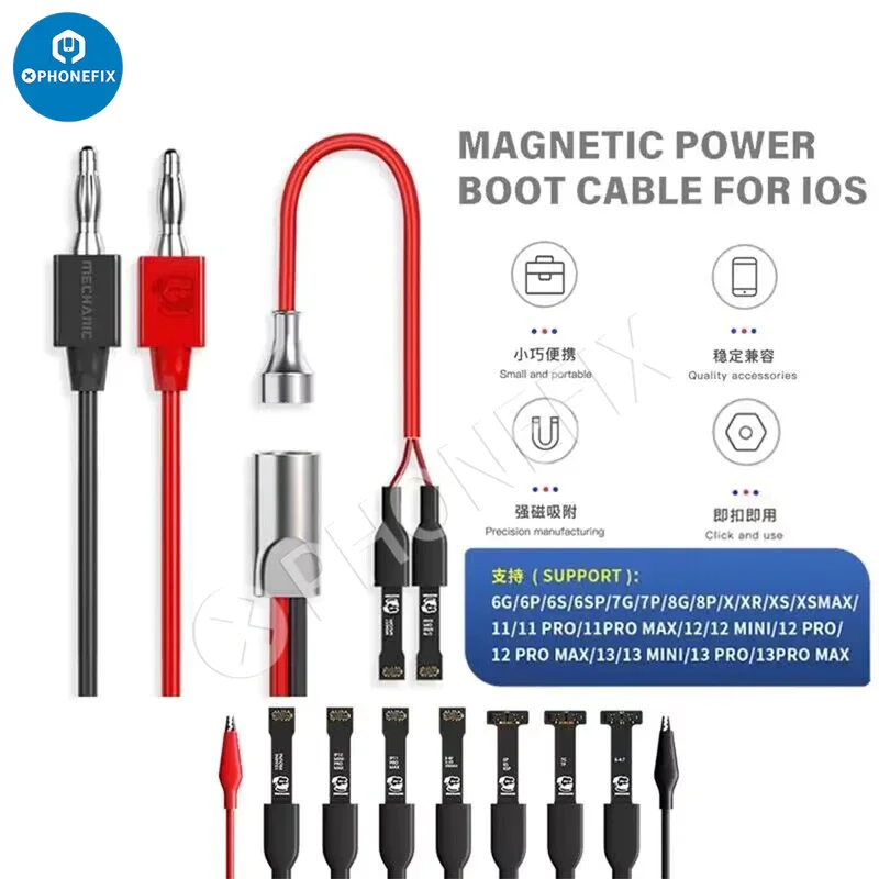 Mechanic MAG kabel catu daya stabil adsorpsi magnetik aman untuk IPhone 6-13 Pro Max kabel uji garis Boot Motherboard