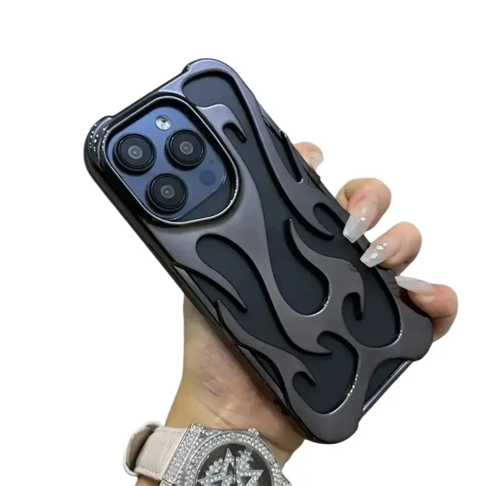 حافظة هاتف بنمط لهب النار لهاتف آيفون 17 اير 16 بلس برو ماكس برو ماكس موضة كول جوفاء سليم غطاء حماية ناعم مقاوم للصدمات #5