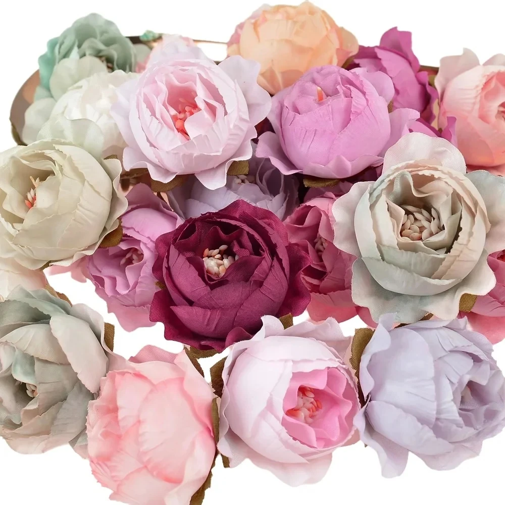 50/100pc Künstliche Blumen Seide Rose Hochzeit Valentinstag Kranz Kopfschmuck Diy Geschenke Hause Zimmer Decorati Brautstrauß Zubehör