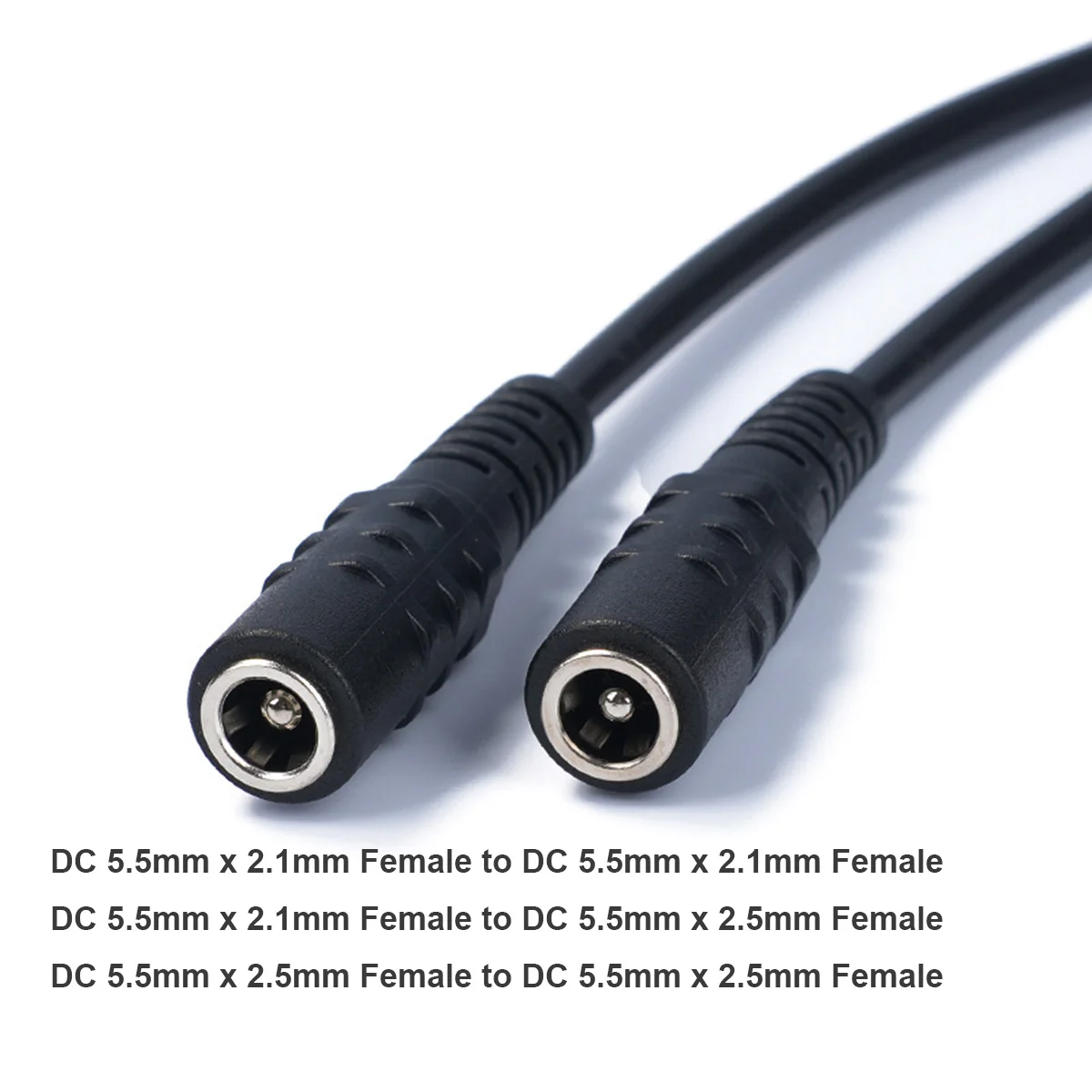 Câble d'alimentation cc 5.5mm x 2.1mm 2.5mm, adaptateur femelle à femelle pour ordinateur portable, caméra de Surveillance solaire CCTV, routeur, bande lumineuse LED