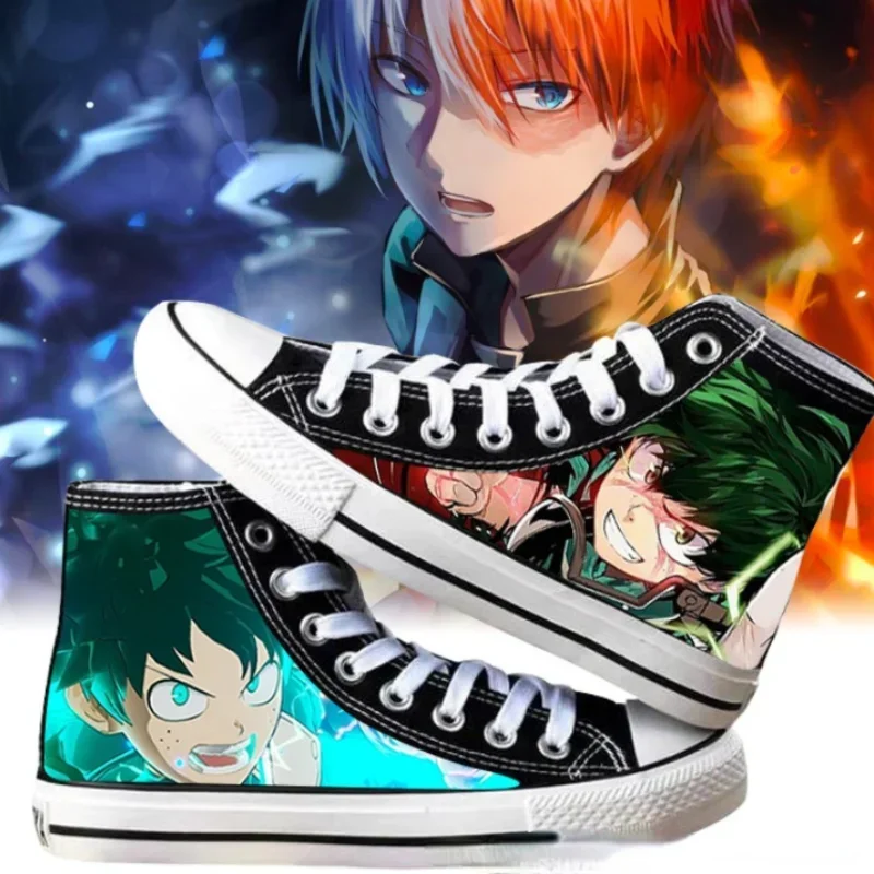 Anime My Hero Academy Deku Todoroki Shoto Bakugou Katsuk High Top Canvas Shoes Male And Female Student Cartoon Casual Sports MN1
