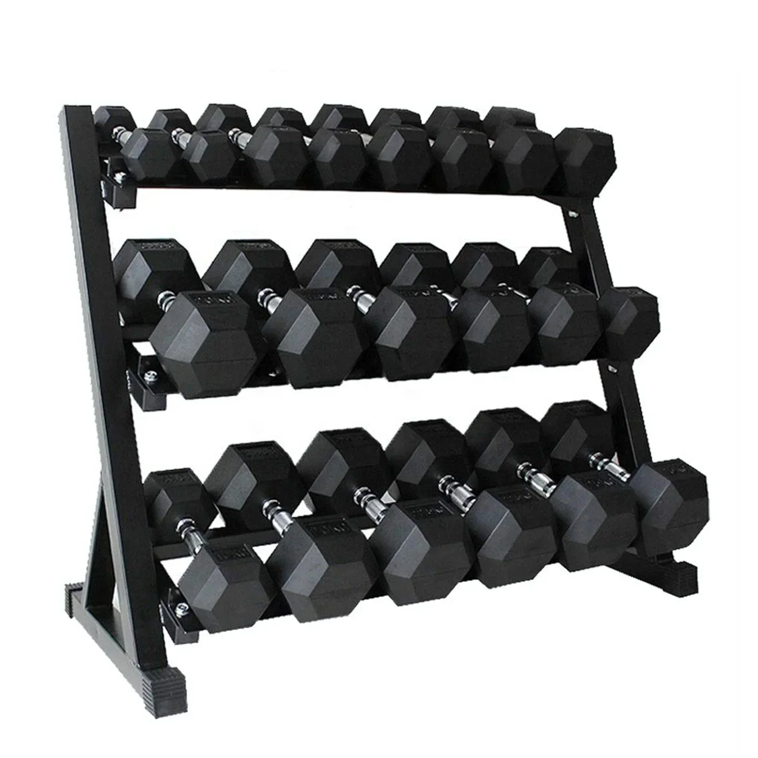 Three-layer Dumbbell Rack For Home Use Rubberized PU Dumbbell Storage Rack Gym Storage Rack