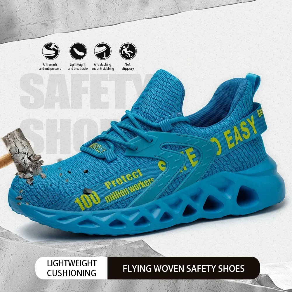 

Men Women Lightweight Work Sneakers Puncture Proof Work Shoes Steel Toe Safety Shoes Unisex Coustruction Safety Work Boots