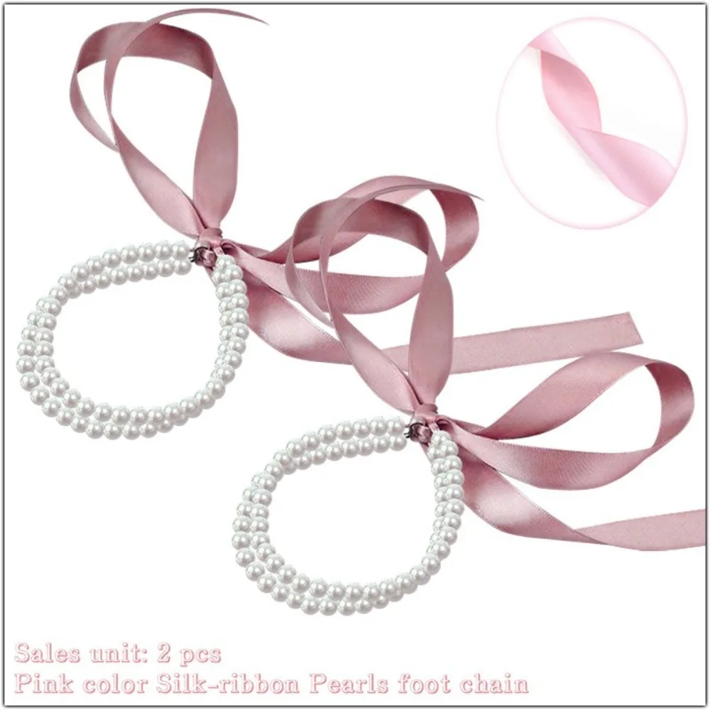 

1pair Fashion Colorful Ribbon Bow Anklet High Heels Sandal Decoration Gift Double Layered Anklet Ankle Bracelet