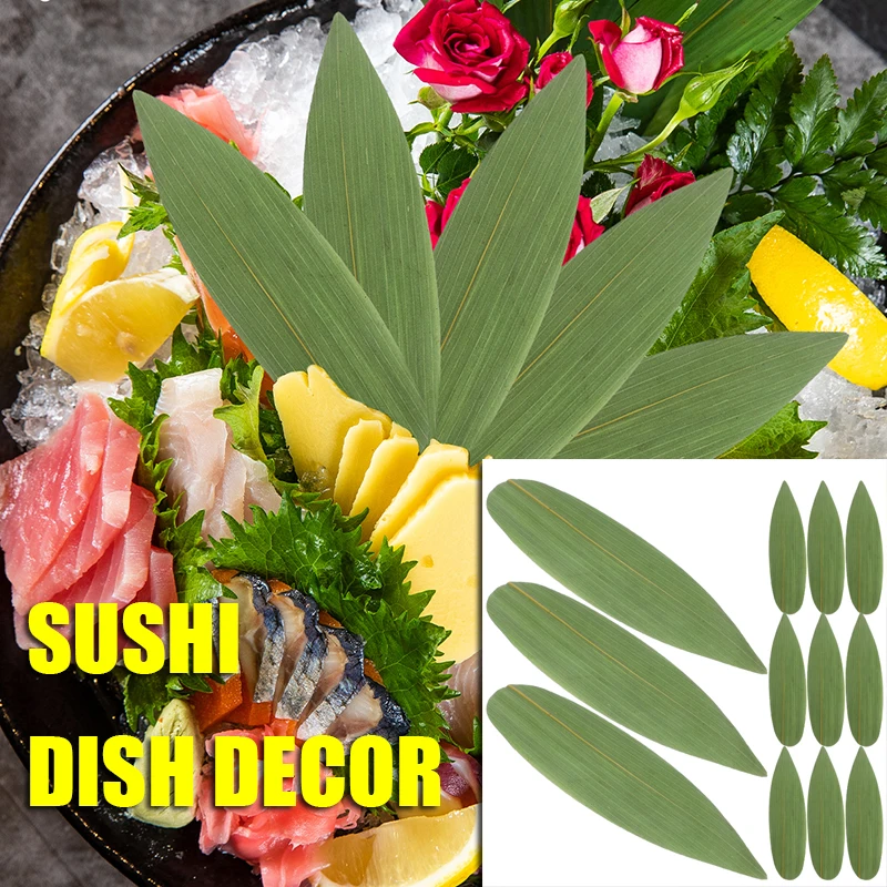 

100 Pcs Bamboo Leaves Decoration Japanese Cold Dish Banana Leaf for Cooking Sushi Ornament Artificial Shop Table Making Mat