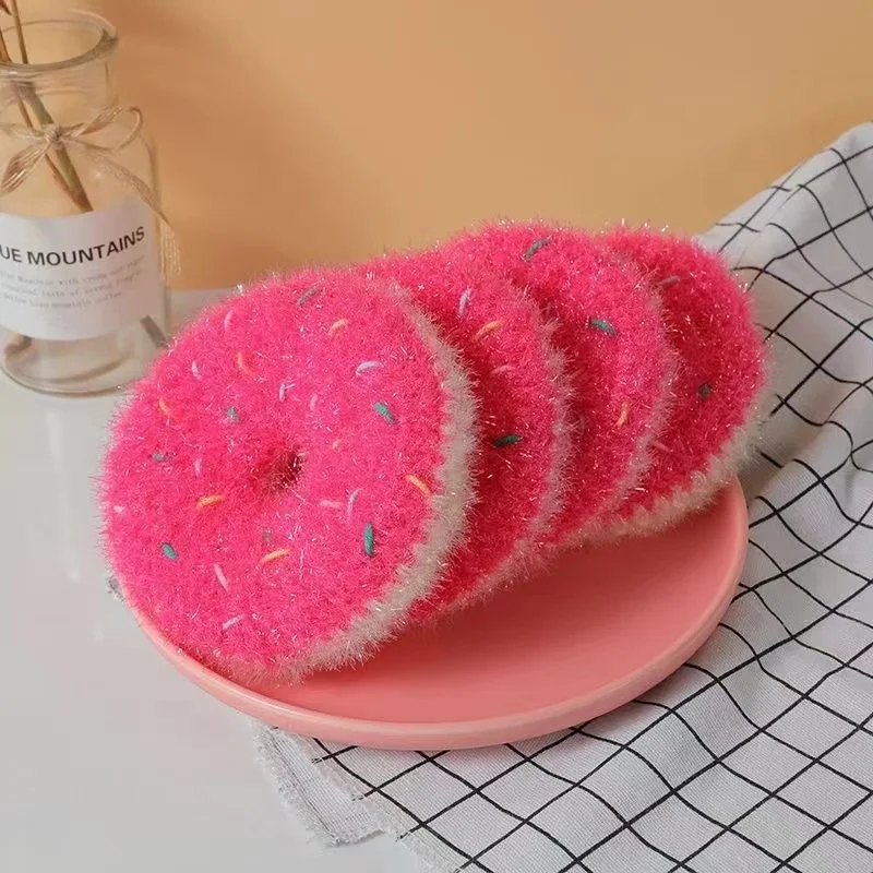 Donut Shape Dish Scrubber Sponge Cute Kawaii Home Kitchen Tools Non-scratch Bowl Pan Tableware Cleaning Cloth Brush Depurador