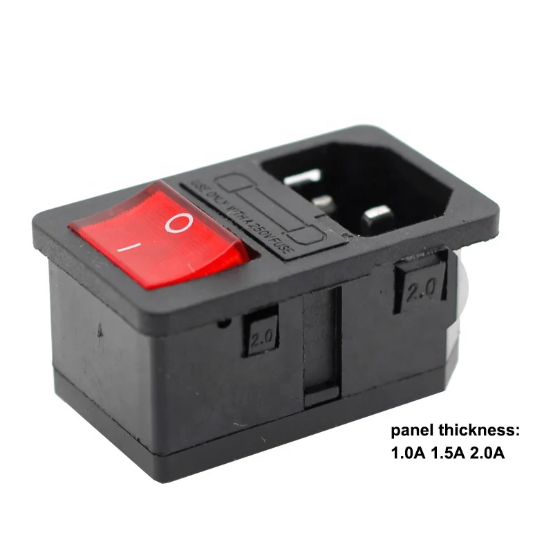 Electrical Power Socket 250V KCD4 Rocker Switch with 10A Fuse