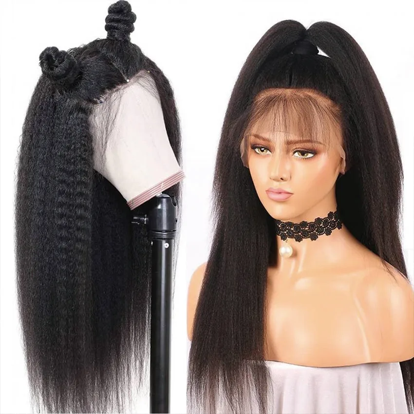 T Part Human Hair Lace Wigs Human Hair 13x1 Kinky Straight Wigs For Black Women Brazilian Hair Pre Plucked Natural Color