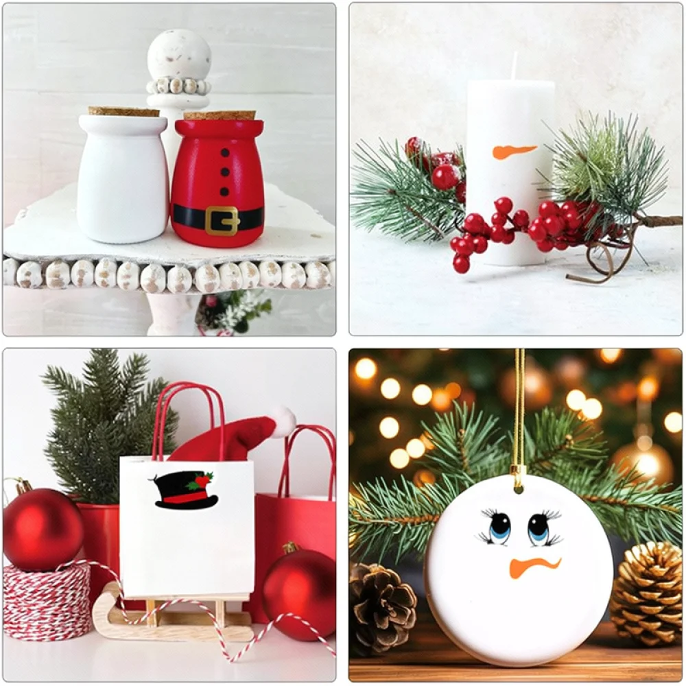 Festive Christmas Wall Decals Cartoon Snowman Stickers PVC Self Adhesive Decorations For Holiday Home Party Glass Windows