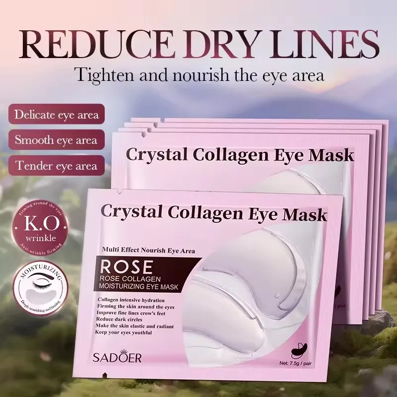 10 Pairs Rose 24K Gold Crystal Collagen Eye Mask Anti-wrinkles Anti-aging Moisturizing Anti Dark Circles Eye Patches Gel Masks