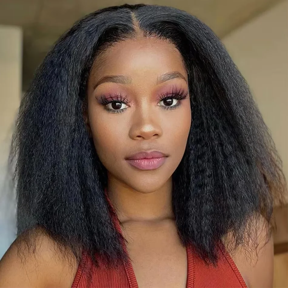 

Kinky Straight 250% Плотность 13x4 HD Полный парик из натуральных волос на кружеве Бразильские бесклеевые кружевные фронтальные парики Предварительно сорванные женщины Яки