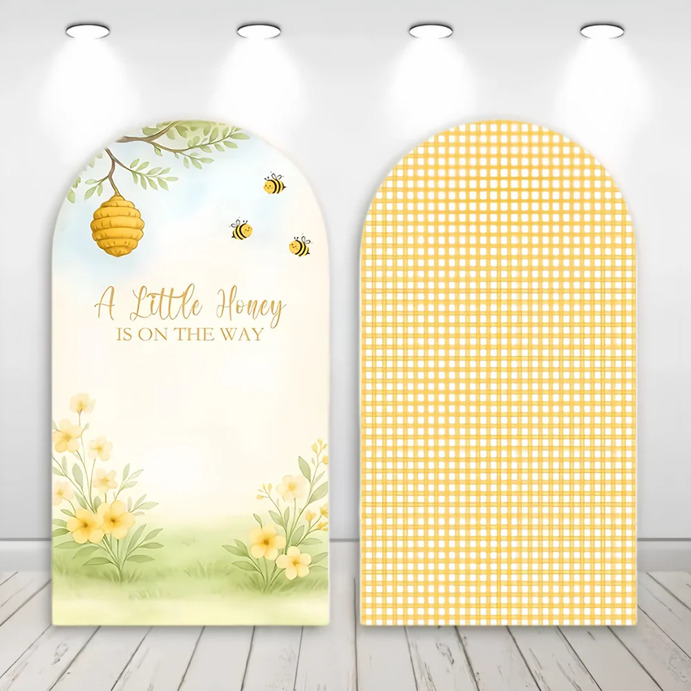 Custom 2-Sided Honeybee Chiara Arch Wall Backdrop Cover Happy Bee Day Honey Kids Birthday Party Baby Shower Decor Background