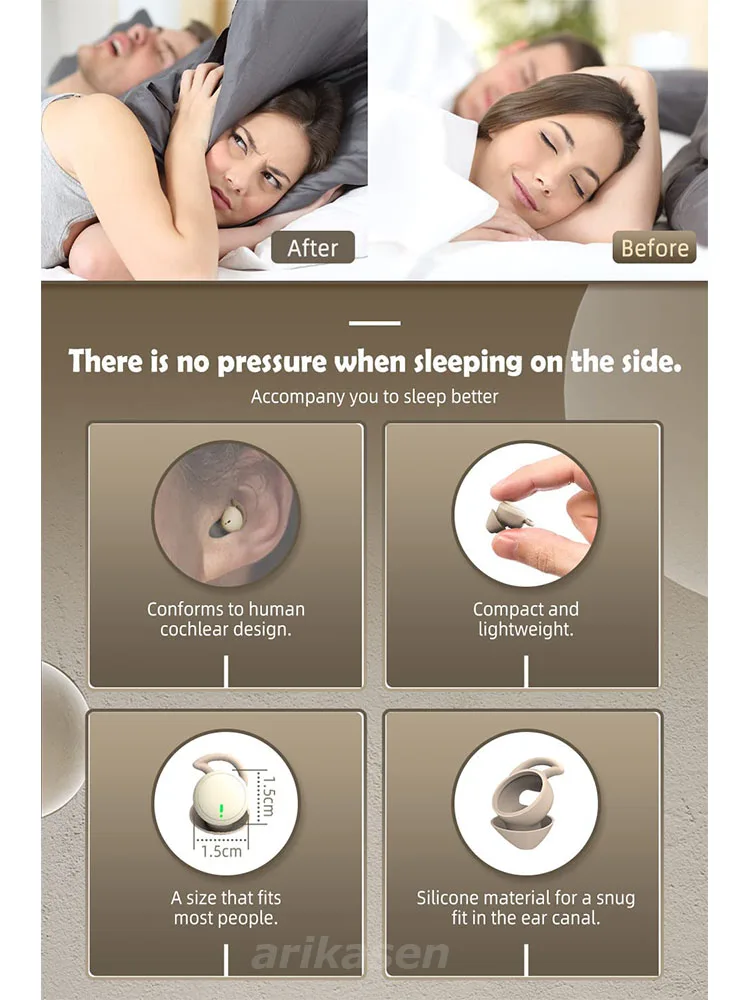 سماعات أذن جديدة للنوم العميق لعام 2026 رفيعة للغاية للنائمون الجانبيين، إلغاء الضوضاء غير المرئي لسماعات الراحة اللاسلكية المريحة #4