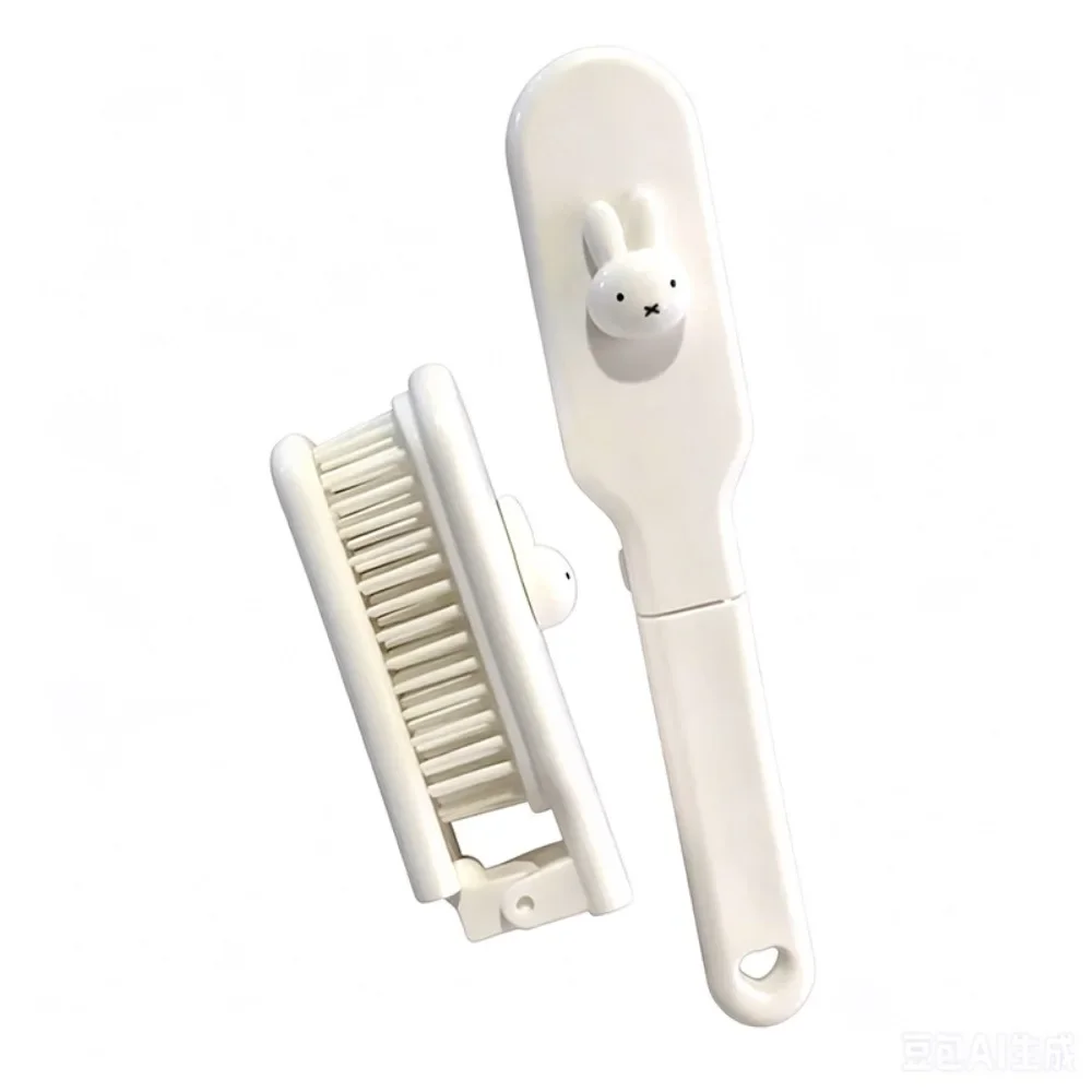 Miffy Faltbare Haarbürste Niedliches Kaninchen Tragbarer Antistatik-Kamm Kopfhautmassage Entwirrbürste Reise-Haarstyling-Werkzeug für Mädchen – Detail 7