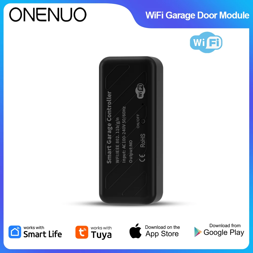 

ONENUO Tuya WiFi Умный беспроводной контроллер для открывания гаражных ворот с дистанционным управлением, совместимый с голосовым управлением Alexa и Google