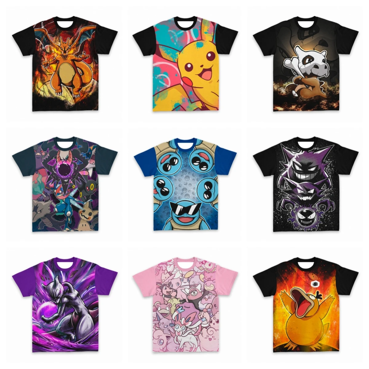 Neuestes Pokémon Komplettes Pokédex Bedrucktes T-Shirt - Bequemes Übergrößen-Shirt mit Kurzen Ärmeln für Erwachsene, Kinder-Cosplay-Kostüm-Oberteil