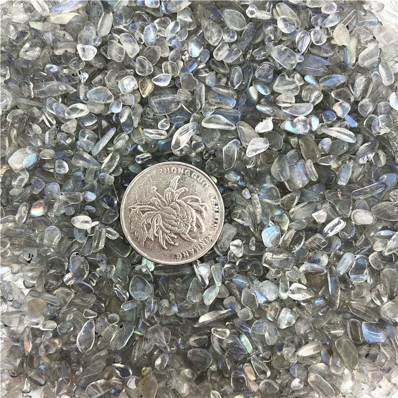 3-12mm  Gray Moonstone Tumbled Stone Chips Crushed Natural Crystal Quartz, Natural Grey Moonstone Labradorite Crystal  Chips view 3