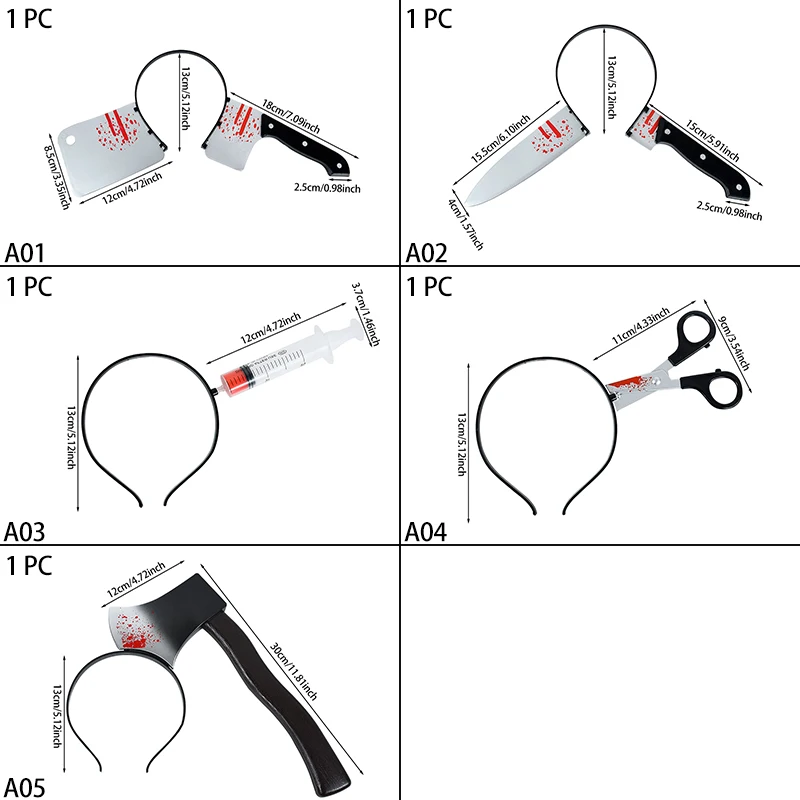 مناشير فأس دموية مزيفة لتزيين هالوين ، عصابة رأس سكين ، دعامة مزحة ، ديكور حفلة هالوين ، إكسسوارات تنكرية ،