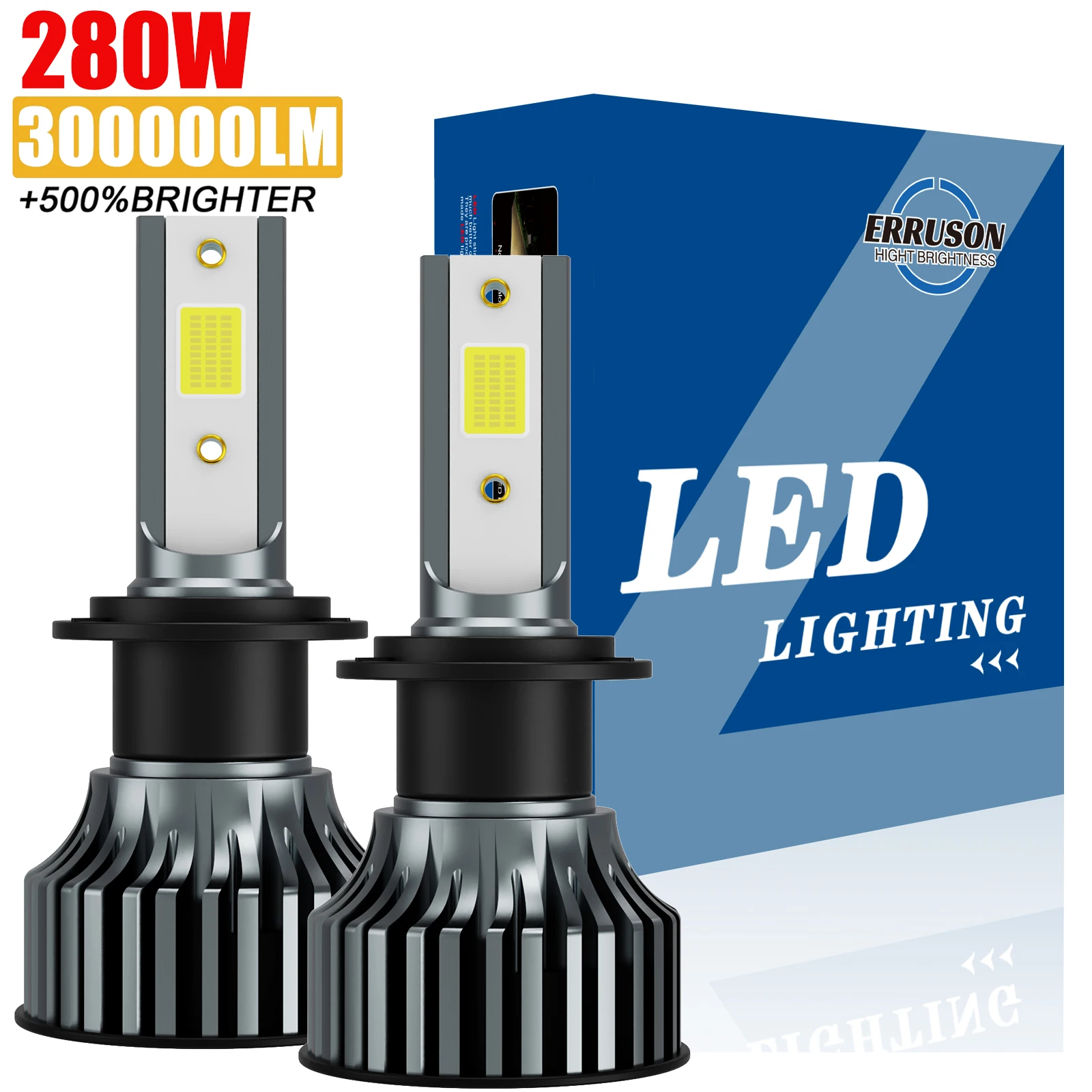 

Erruson 280 Вт 300000LM 2 шт. светодиодная лампа для фар H4/H7/H1/H3/H11 9005/9006/9012 6000K Turbo белый свет 12 В автоматическая противотуманная фара
