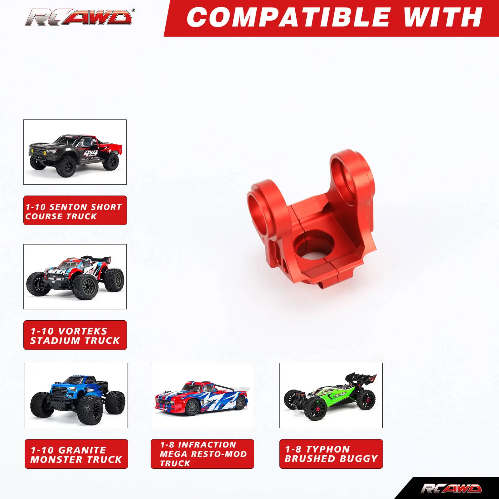 

RCAWD Alloy Differential Yoke Set Diff Cover Case for 1/10 Arrma 3S Senton Granite Big Rock Typhon Vorteks Brushed Upgrade Parts