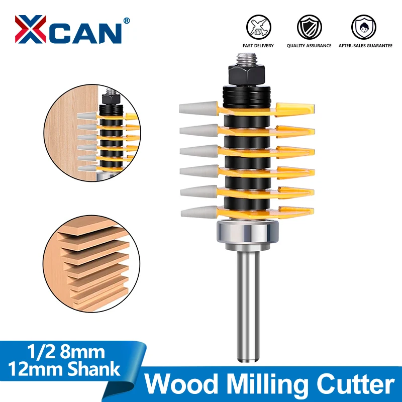 

XCAN 1pc 8mm 12mm 1/2in shank Adjustable Finger Joint Router Bit 2 Teeth 3 Teeth Tenon Cutter Carbide Milling Cutter for Wood