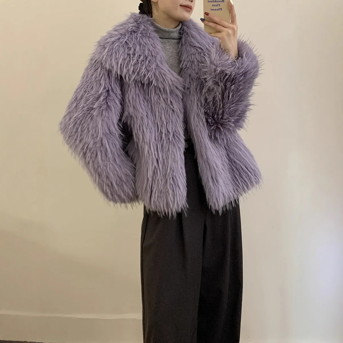 KIDCRKJ 2026 Winter Cross-border Fashion Faux Leather Fur Coat for Women's Clothing, Loose, Soft, Thick and Versatile Coat