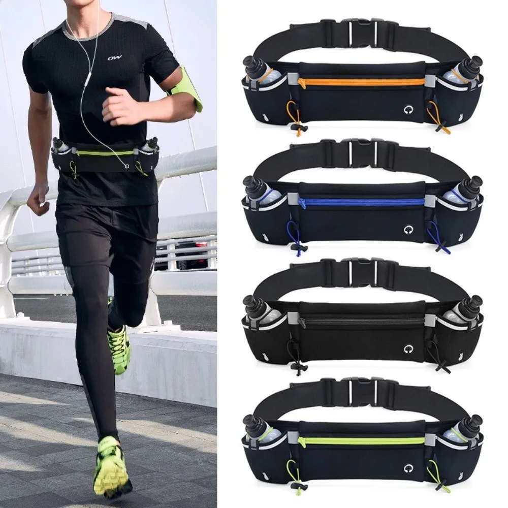Portable With Water Bottles Running Belt Dual Pocket Fits 7 Inches Phones Running Waist Pack Sports Fanny Pack Hiking