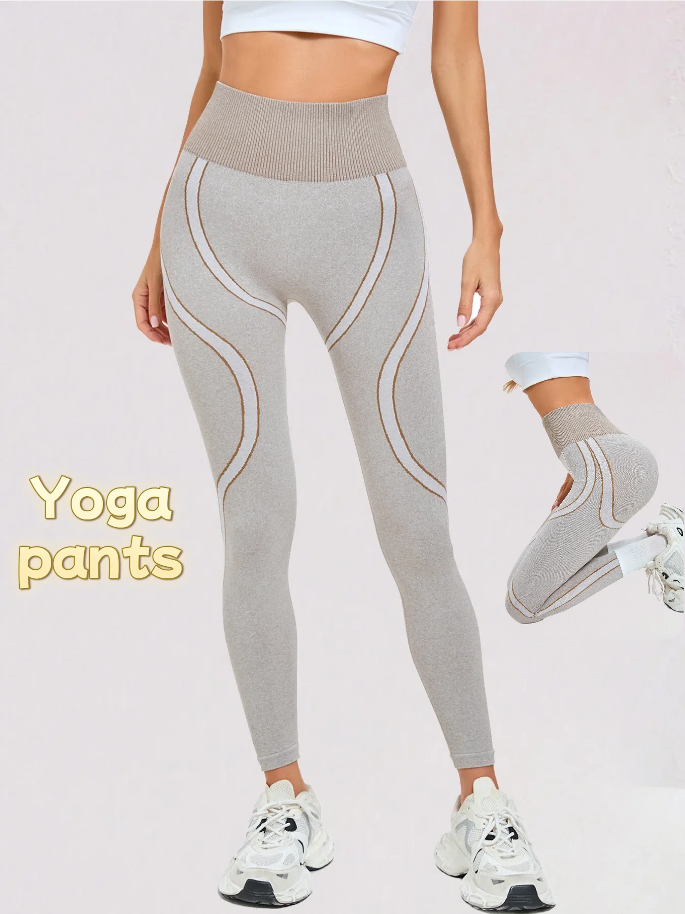 

Женские брюки для йоги с цветными блоками, высокоэластичные мягкие пряжи AB, спортивные повседневные брюки для бега и фитнеса, девять предметов