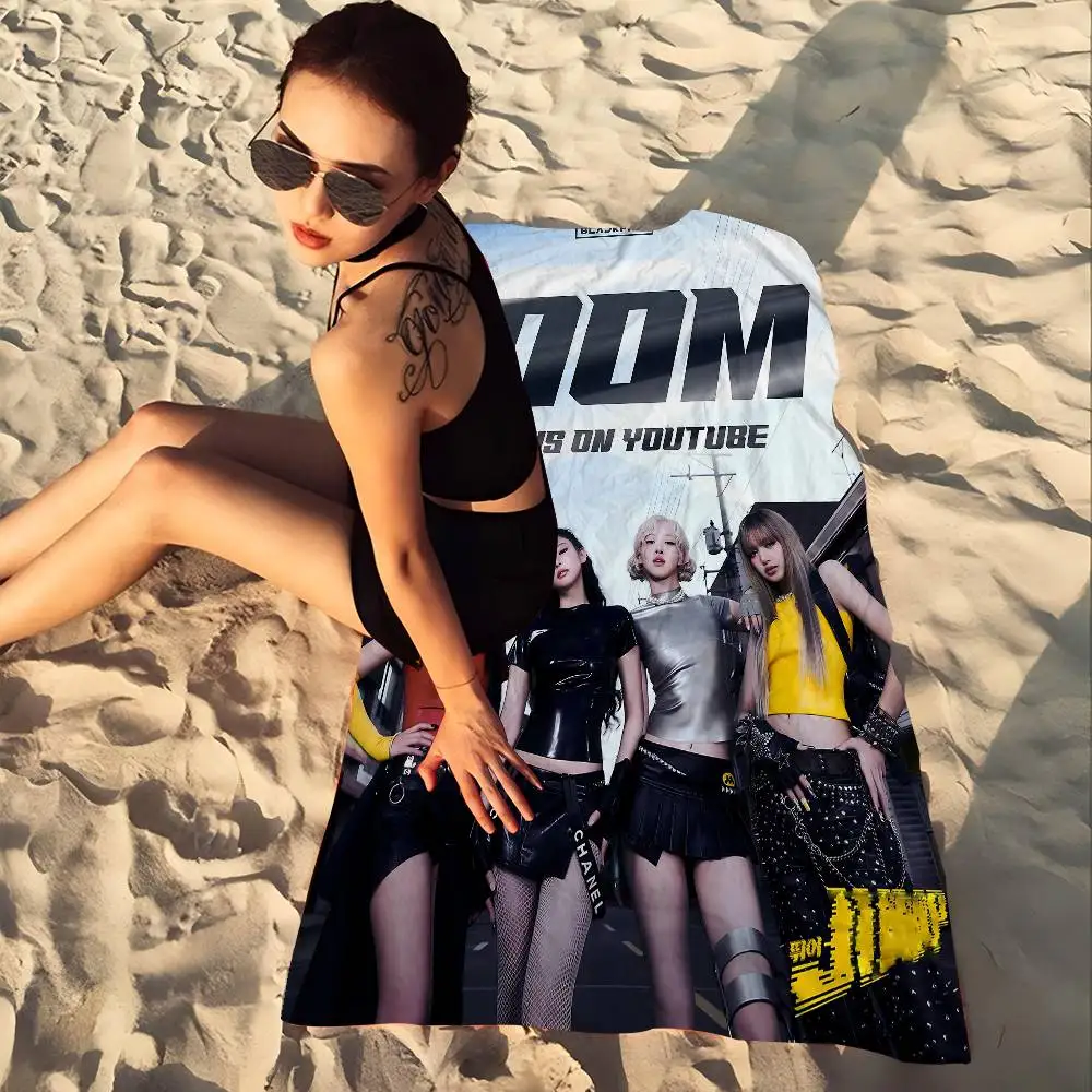 P-Pinkes-B-Blacks Microfiber Printed Beach Towel Mountain Climbing Yoga Beach Swimming Running Absorbent Soft Towel