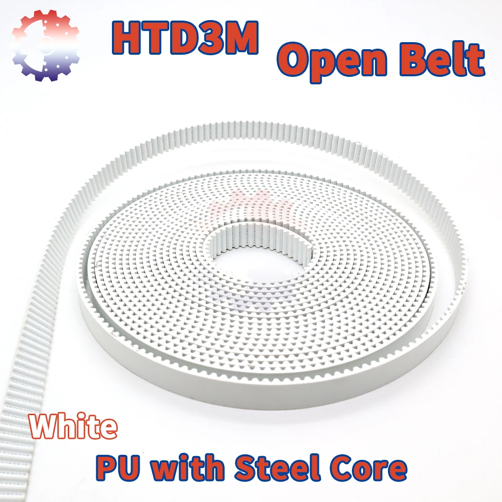 HTD3M Pasek ze stali poliuretanowej PU Biały HTD3M Otwarty pasek rozrządu Szerokość paska 10/15/20~40mm 3M Otwarty pasek HTD 3M Otwarty pasek synchroniczny