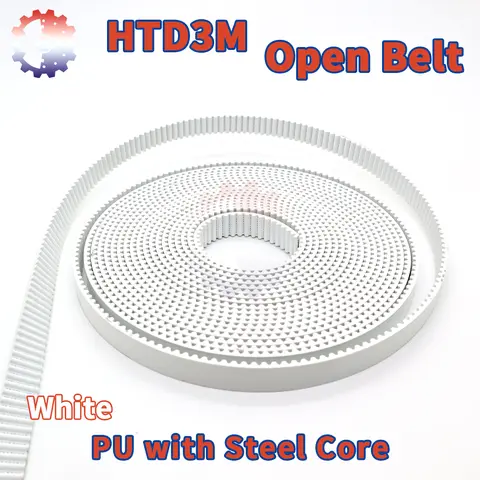 HTD3M Polyurethane Steel PU Belt White HTD3M Open Timing Belt Belt Width 10/15/20~40mm 3M Open Belt HTD 3M Open Synchronous Belt