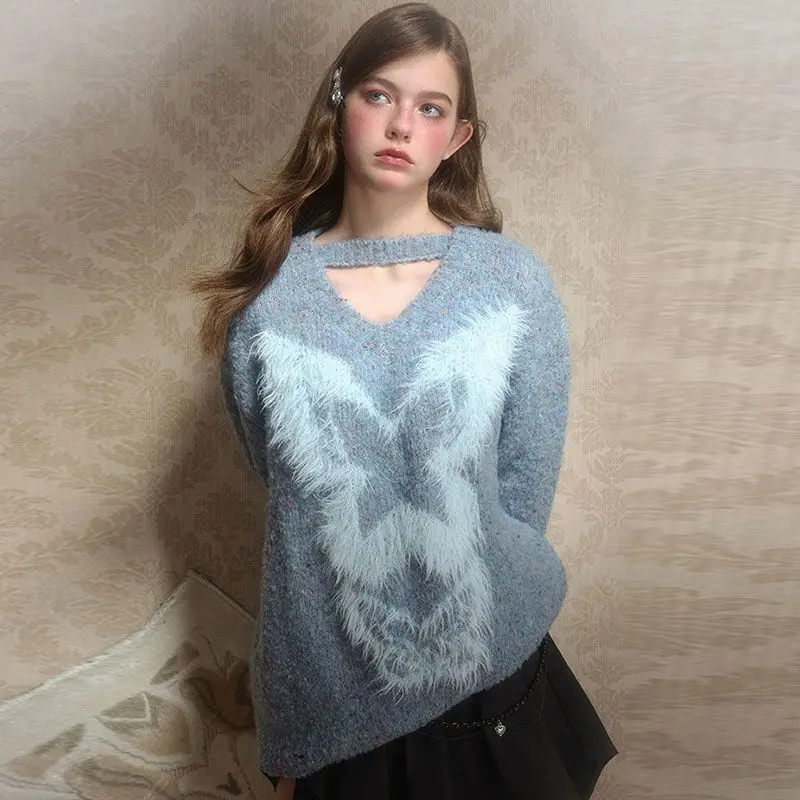 2000s Korean Fashion Loose Sweaters Y2k Subculture Casual Long Sleeve Pullovers Sweaters Chic Japan Style Sweet Winter Jumpers