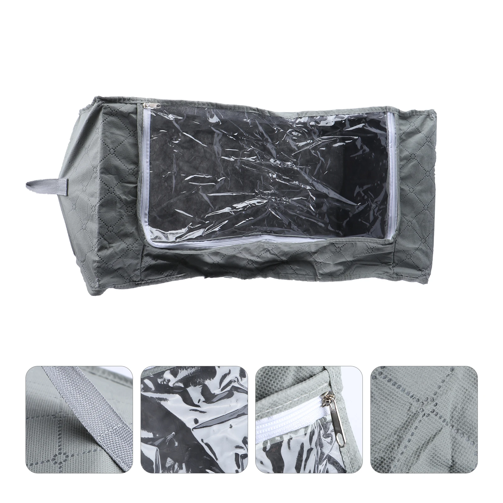 

69L Foldable Bamboo Charcoal Clothes Storage Bag Organizer Grey Transparent Window Stackable Clothes Container Closet Divider