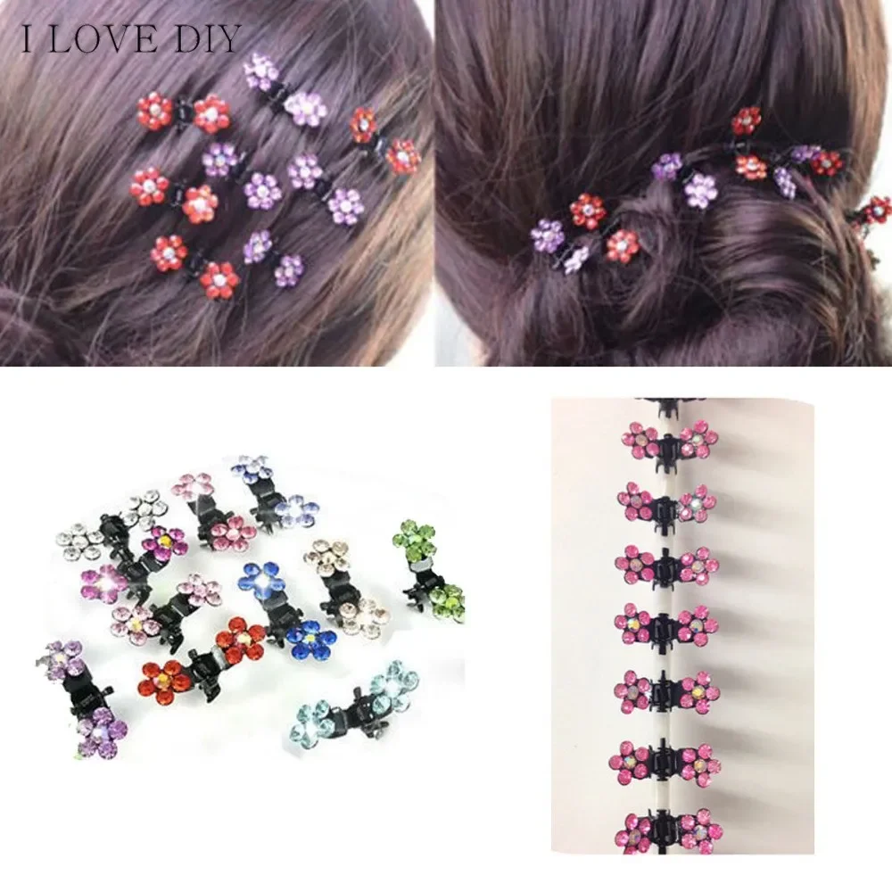 Hair Accessories 6pcs / Many Girls Sweet Crystal Rhinestone Flowers Mini Hair Claw Clip Hair Clip Summer Personality Sweet Pins