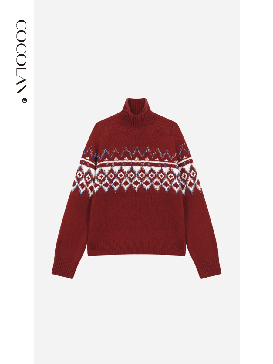 

Cisas High Collar 00% Wool Fair Isle Sweater CL8MY2520 Women's Commute Sle Thi Winter Coat Online Exclusive