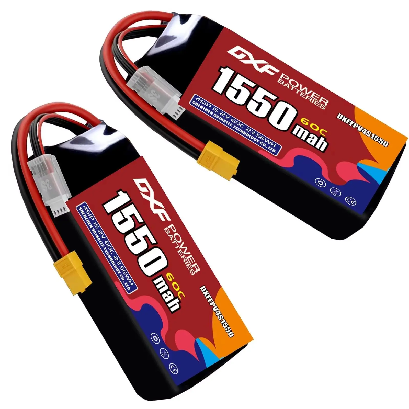 

DXF Lipo 4S Battery 15.2V 1550mAh 60C with XT30 XT60 JST Plug for Airplane RC Helicopter Quadcopter FPV Racing Drone Spare Parts