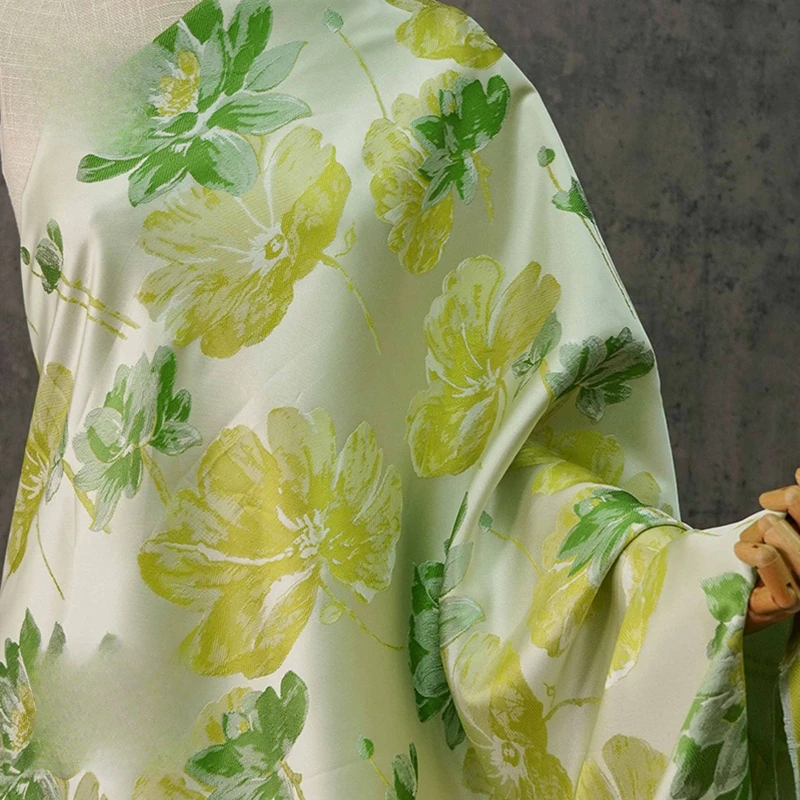 

Lotus New Chinese Style Jacquard Yarn-Dyed Fabric Button Front Coat Skirt Vest Lightweight Home Decor Table Mat Elegant Apparel