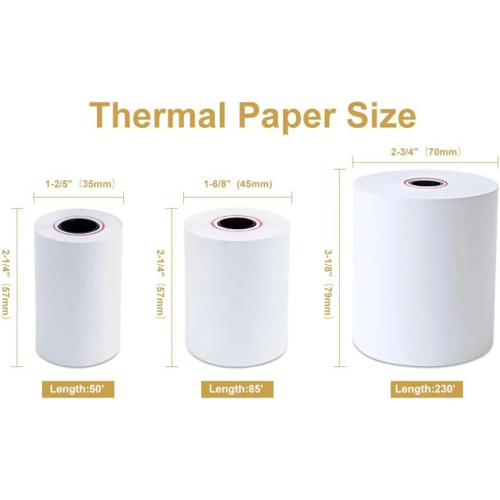 لفات ورق الإيصالات الحرارية 2.25 × 50 لطابعات نقاط البيع وتسجيل النقد، 200 لفة