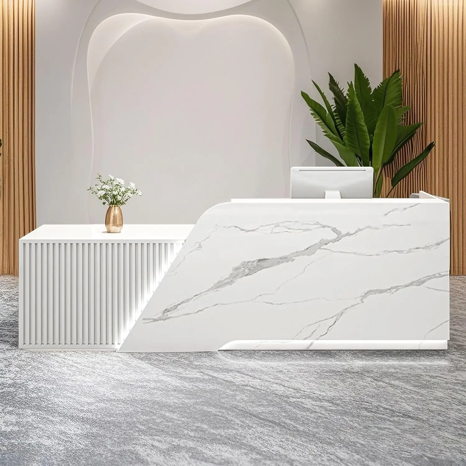 Front Desk Modern Reception Desk with Drawer & Cabinet, Retail Checkout Counter, Reception Table, Customer Service Table .