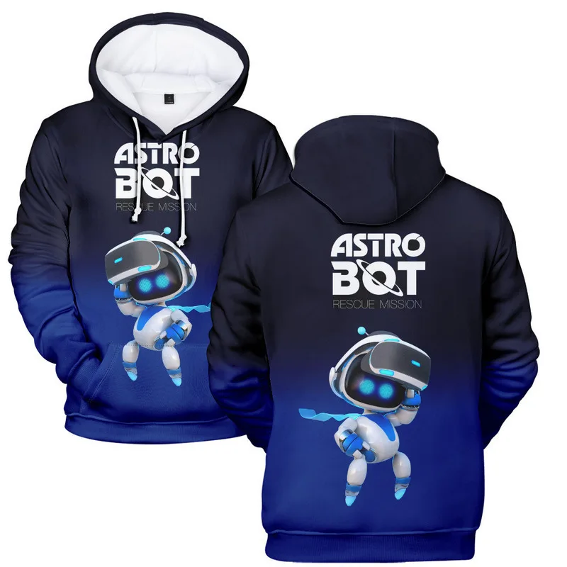 2025 Astro Bot Sweatshirt Space Robot Hooded 3D Digital Casual Adult Children's Clothing  Astro Bot Cosplay Hooded Sweatshirt