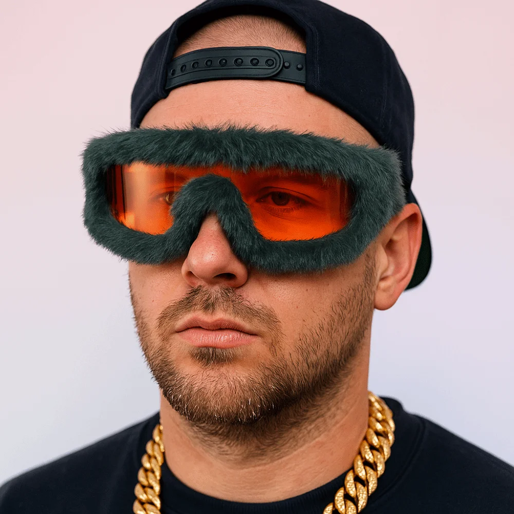 النظارات الشمسية الرجعية العصرية لينة المخملية الشتاء النظارات الشمسية فروي UV400 حزب النظارات الشمسية الشتاء عيد الميلاد حفلة الهالوين #3