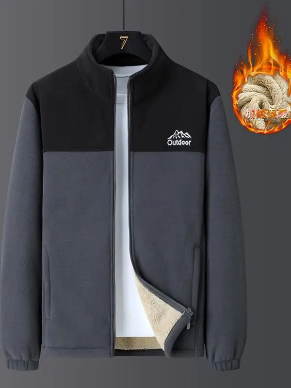 

Men's Fce Lined Jaet Stand Collar Warm Faionable Autumn Winter Outerwear Polyester Inner Zipper Closure Coat