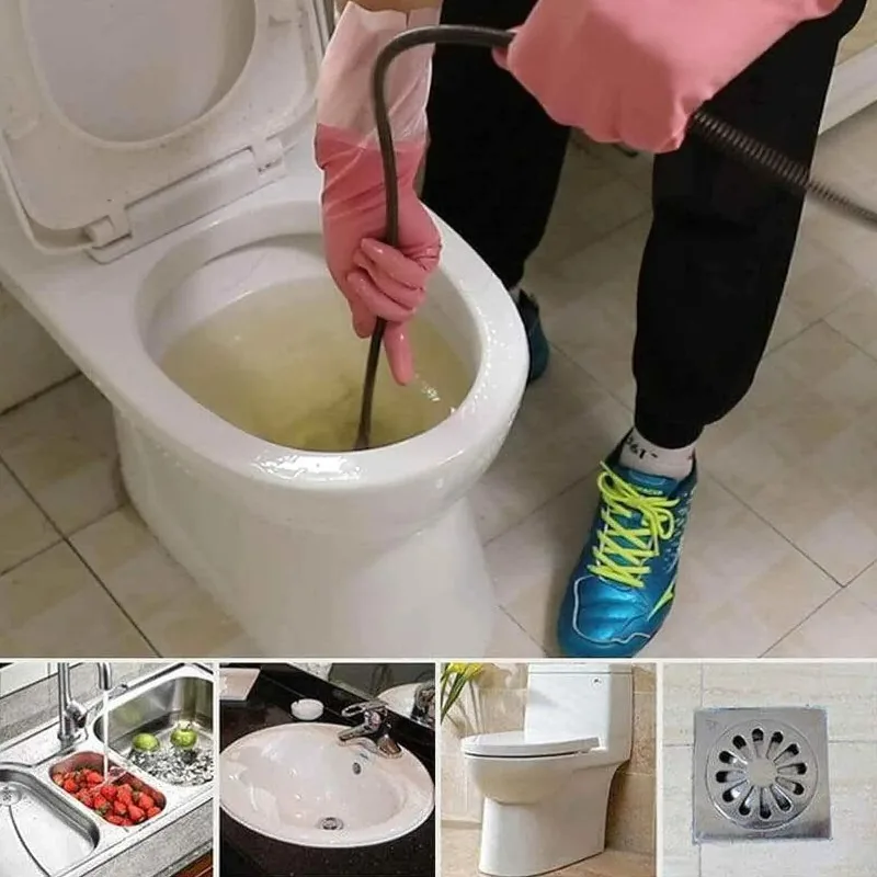 Spring Sewer Dredging Tool, Spring Pipe Dredging Tools Drain Hose Cleaner Sticks1-8M Clog Remover Snake Drain with Drill Adapter