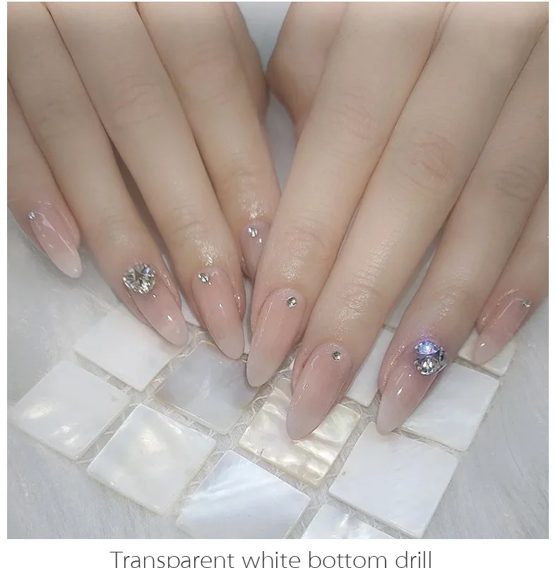 Mixed Size Clear Crystal Diamond Nail Display Decoration Big Clear Pointed Bottom Rhinestone For Take Manicure Accessories