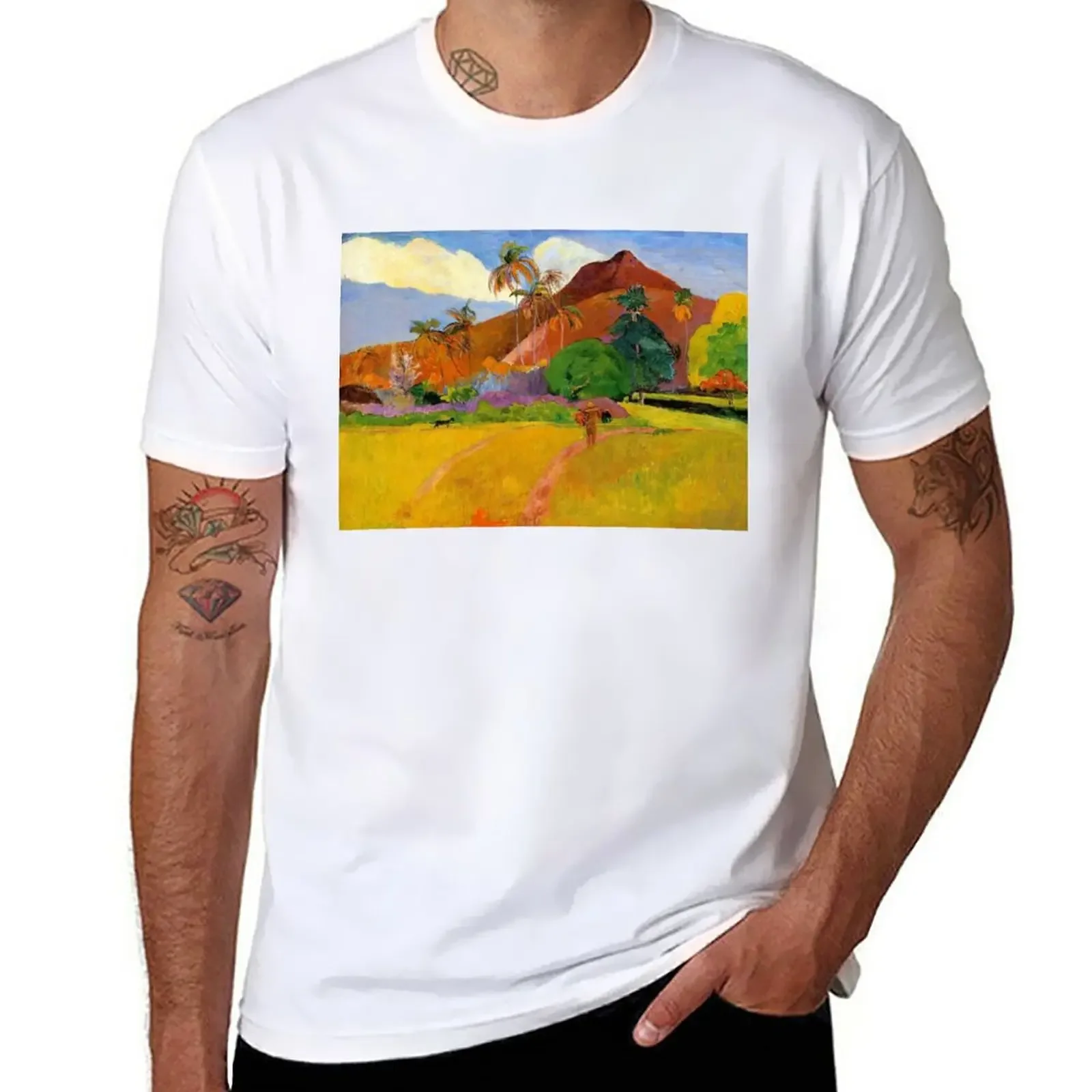 Mountains in Tahiti' - Paul Gauguin T-Shirt vintage clothes cute tops boys whites mens t shirts casual stylish