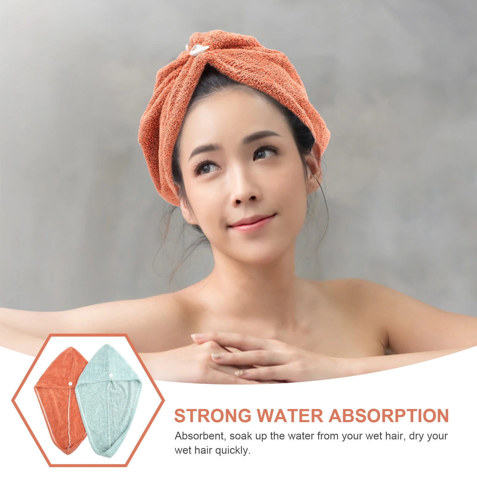 

2 Pcs Dry Cap Bath Hat Thick Absorbent Quick Dry Hair Towel Wrap Green Caramel Women Wet Hair Turbans Microfiber