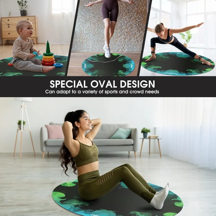 Cheete Jump Rope Mat Large Rubber Exercise Mat Indoor Outdoor Shock Absorbing Mat NonSlip Oval Design for Floor and Rope Protec